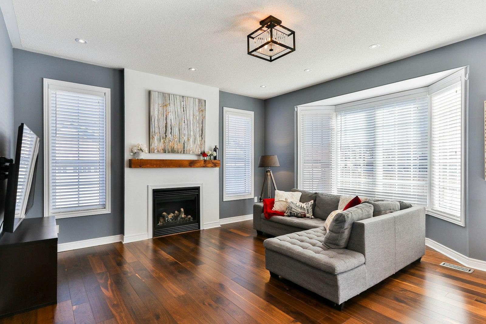 Living room finished with rich hardwood floors